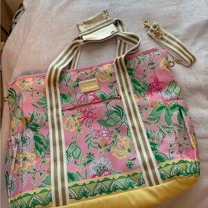 Vibrant Pink and Yellow Floral Tote Bag